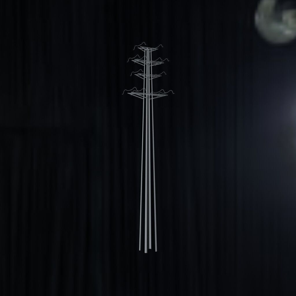 Electronic Concrete Pole Low-poly 3D model_1