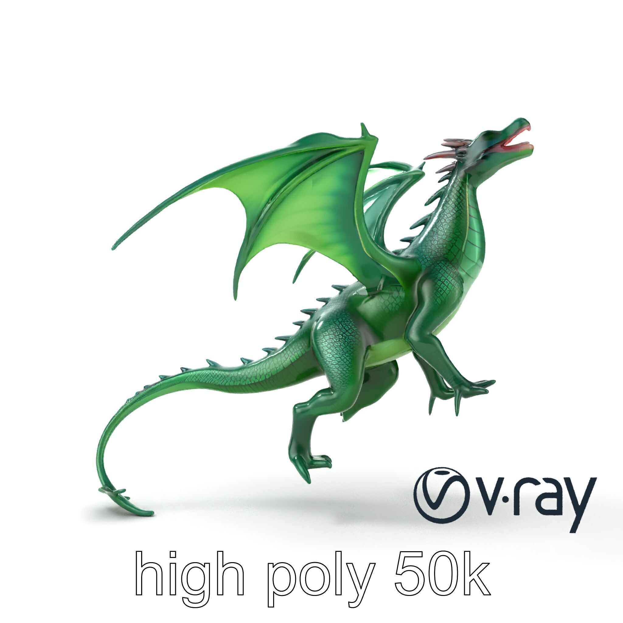 Ancient Wyvern Emerald Scales model pack Low-poly 3D model_12