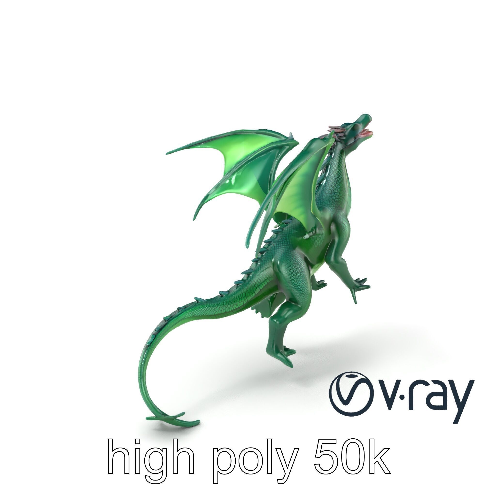 Ancient Wyvern Emerald Scales model pack Low-poly 3D model_6