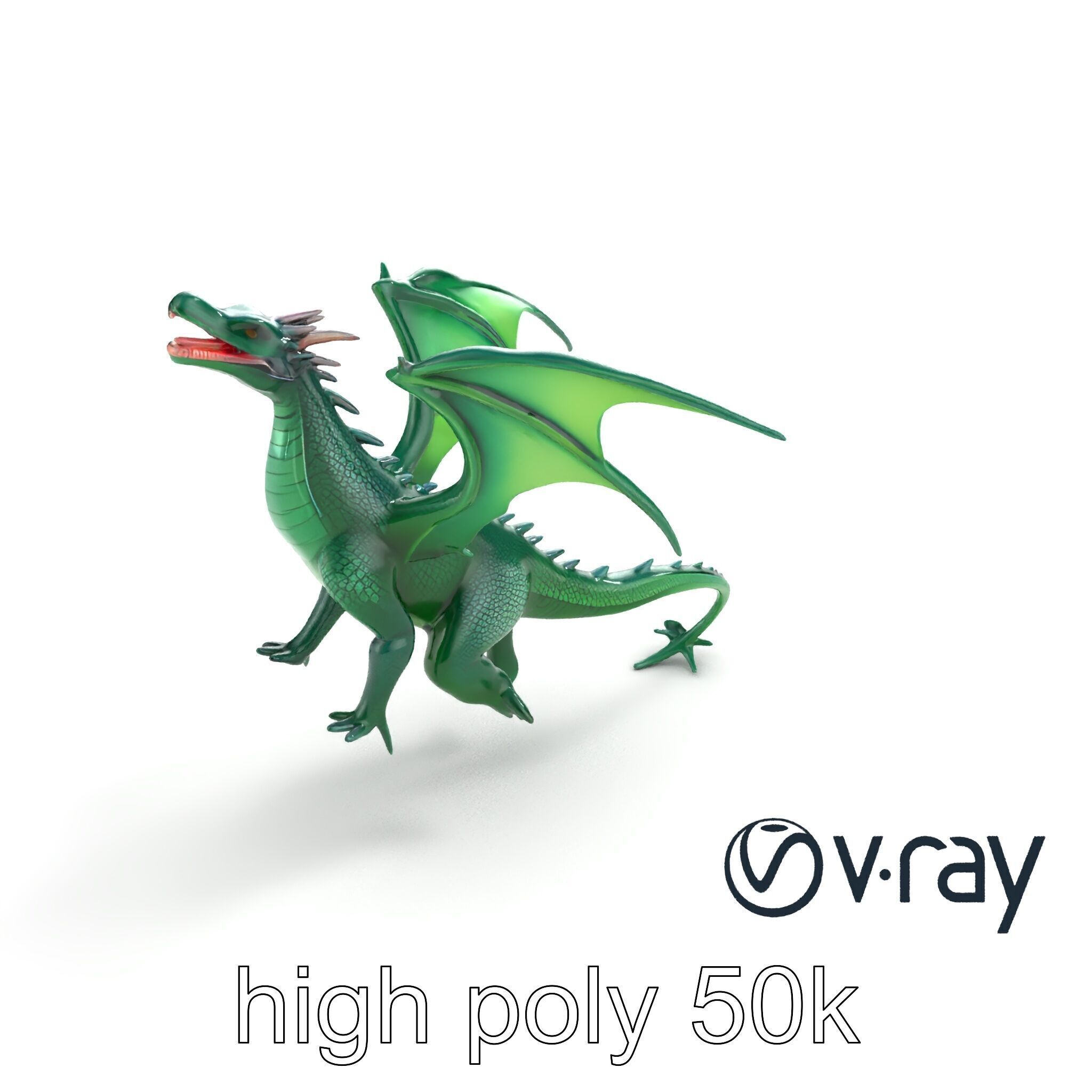 Ancient Wyvern Emerald Scales model pack Low-poly 3D model_10