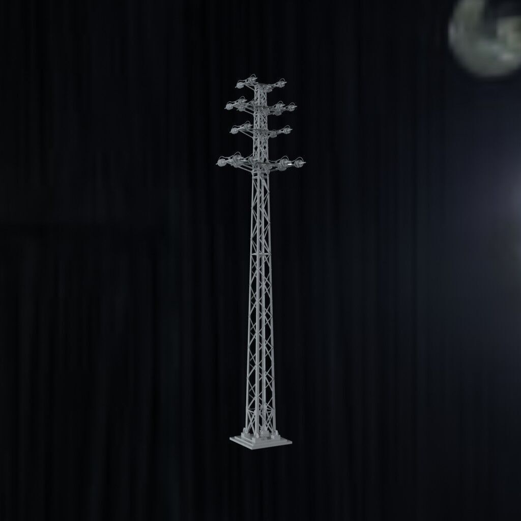 Electronic Steel Tower Low-poly 3D model_1