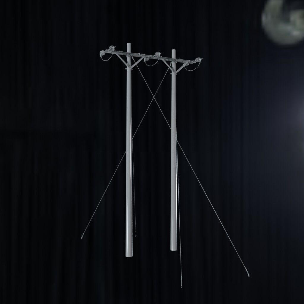 Electronic Concrete Pole Low-poly 3D model_1