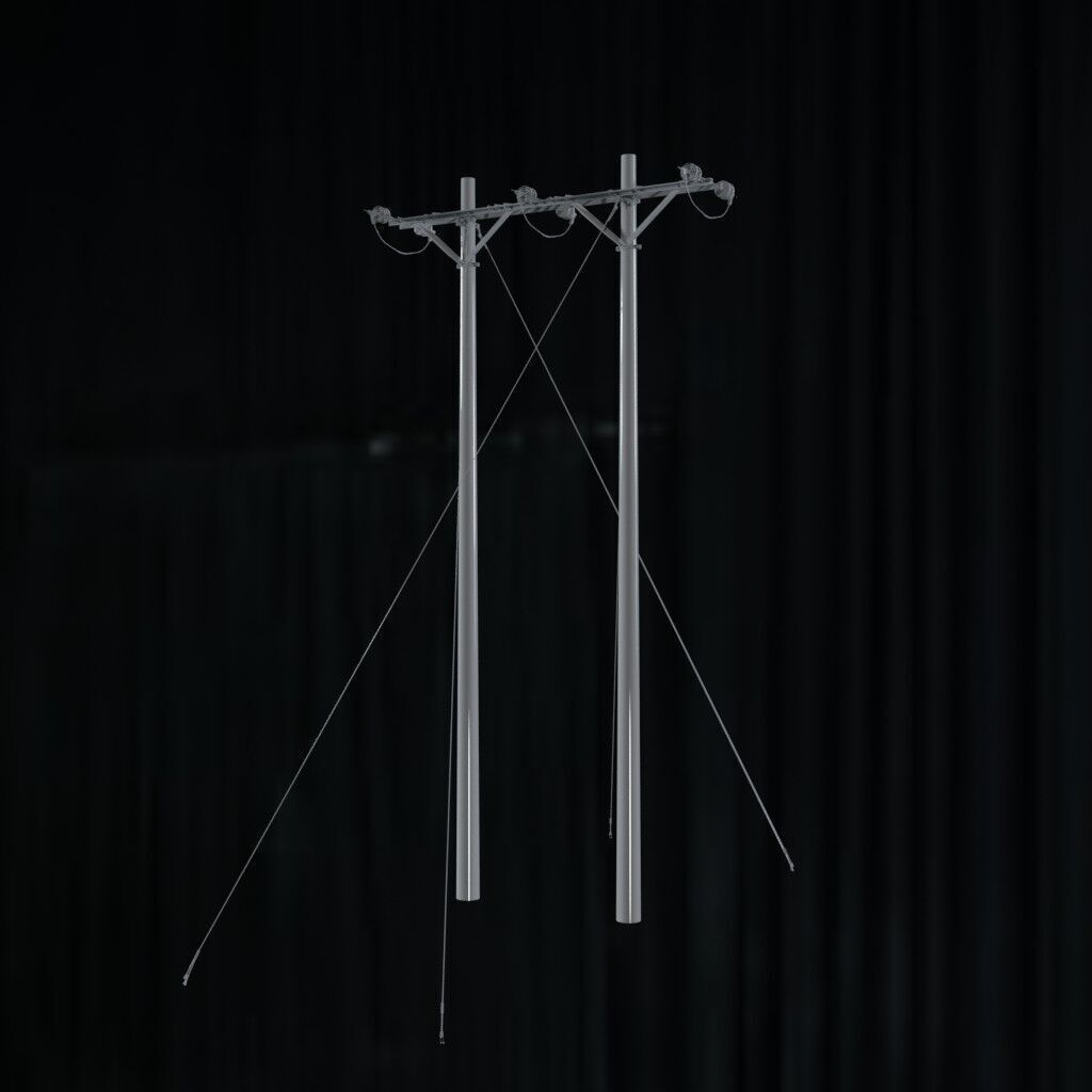 Electronic Concrete Pole Low-poly 3D model_2