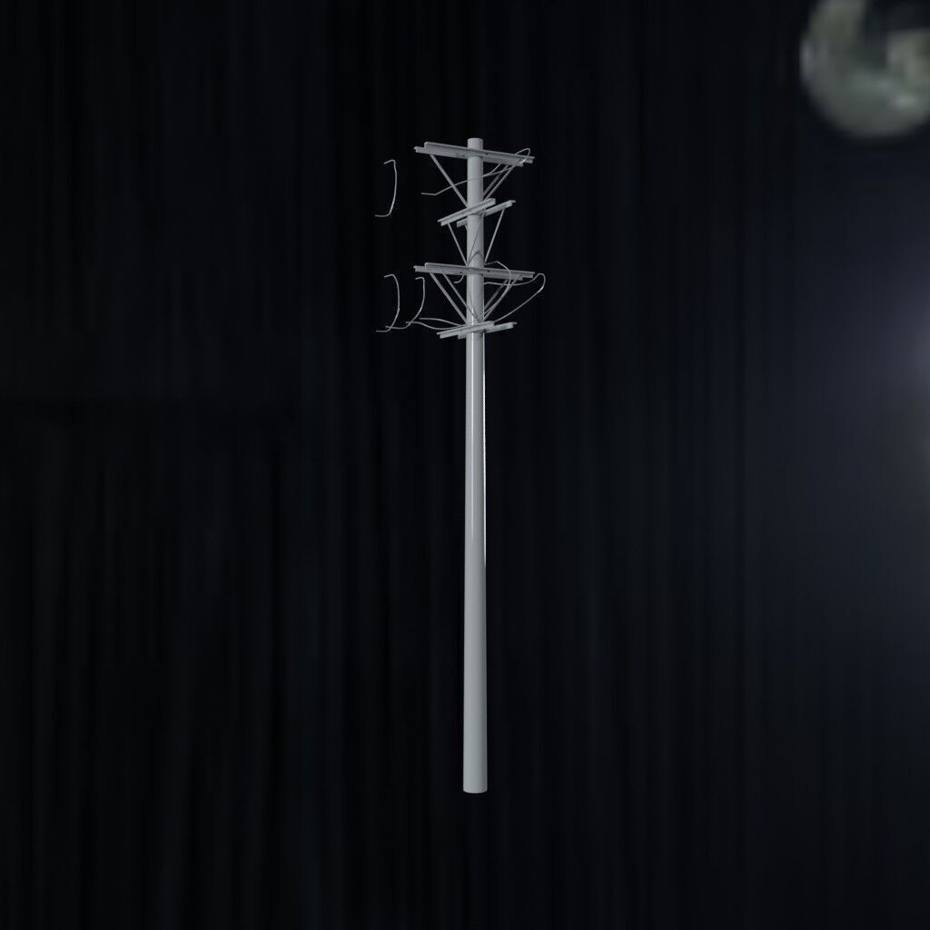 Electronic Concrete Pole Low-poly 3D model_1