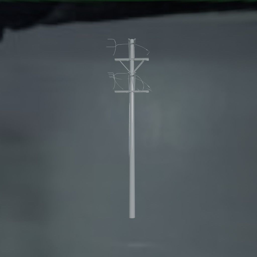 Electronic Concrete Pole Low-poly 3D model_0