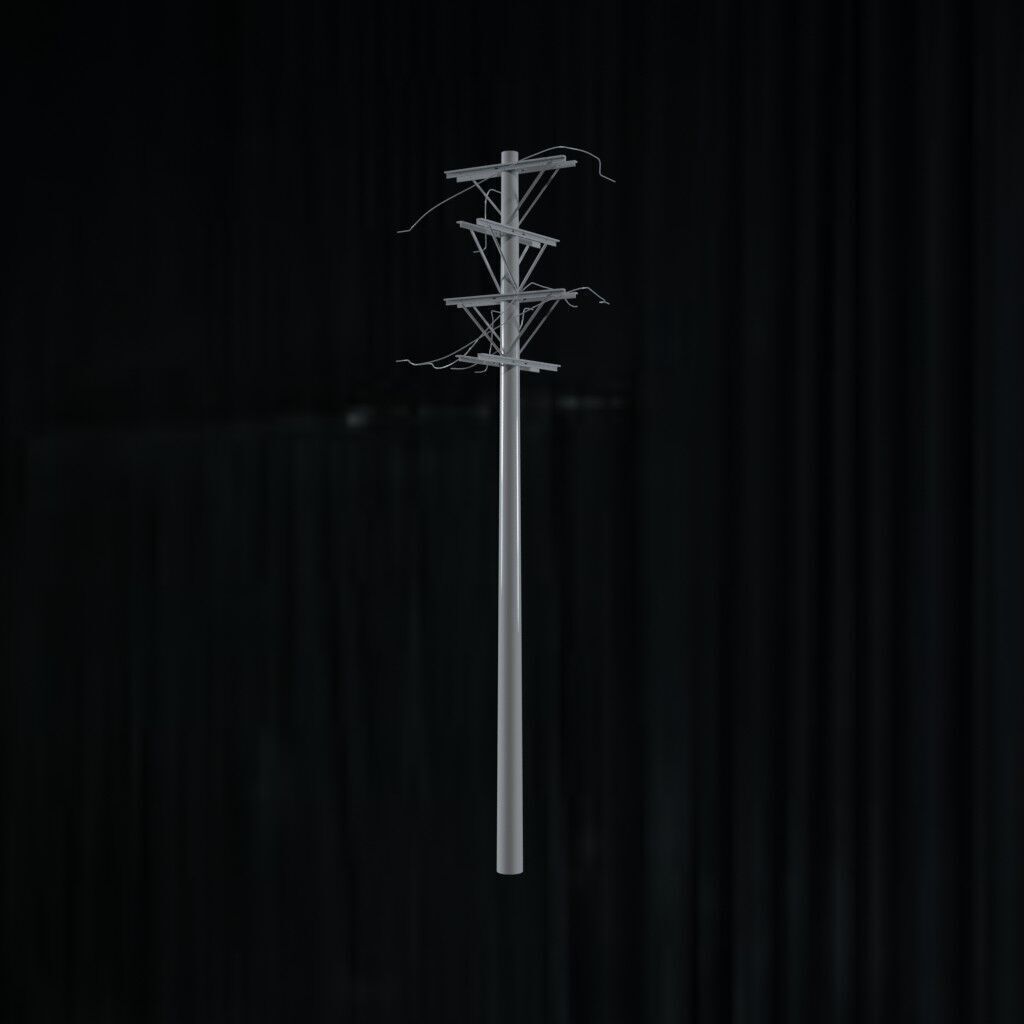 Electronic Concrete Pole Low-poly 3D model_2