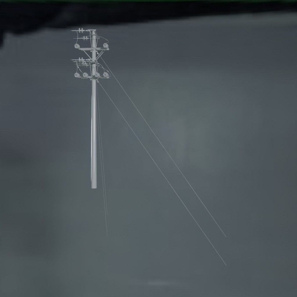 Electronic Concrete Pole Low-poly 3D model_0