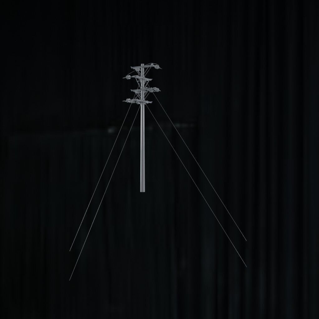 Electronic Concrete Pole Low-poly 3D model_2