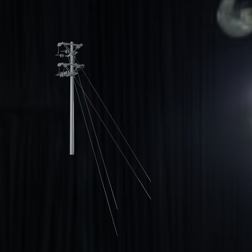 Electronic Concrete Pole Low-poly 3D model_1