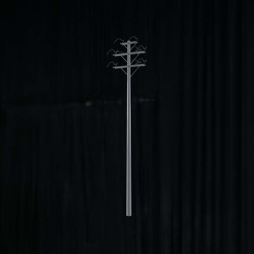 Electronic Concrete Pole Low-poly 3D model_2