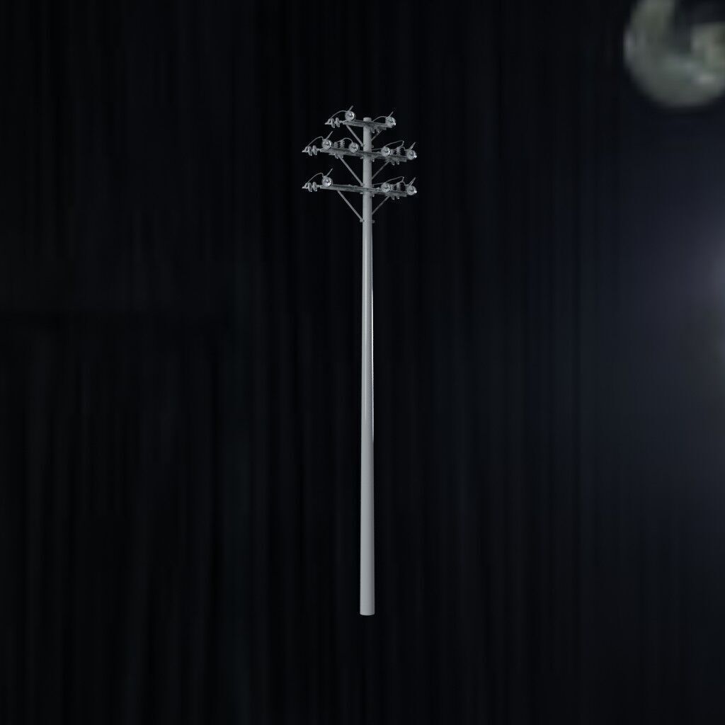 Electronic Concrete Pole Low-poly 3D model_1