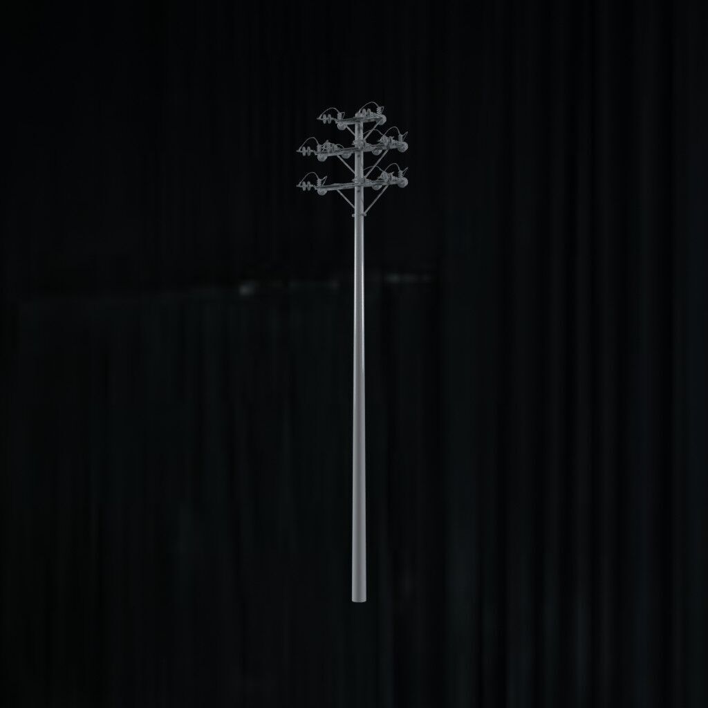 Electronic Concrete Pole Low-poly 3D model_2