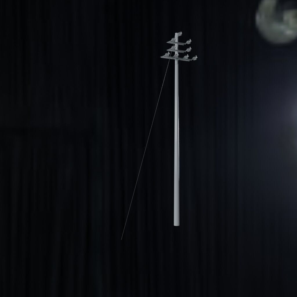 Electronic Concrete Pole Low-poly 3D model_1