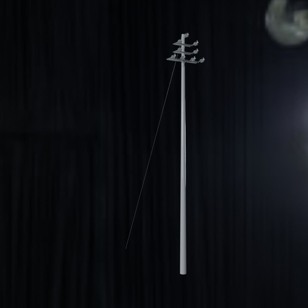 Electronic Concrete Pole Low-poly 3D model_1