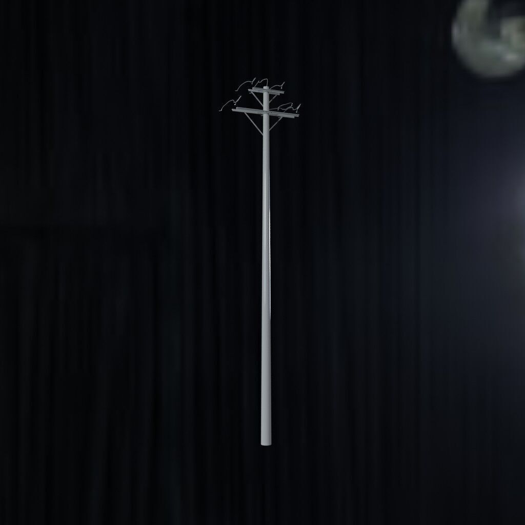 Electronic Concrete Pole Low-poly 3D model_1