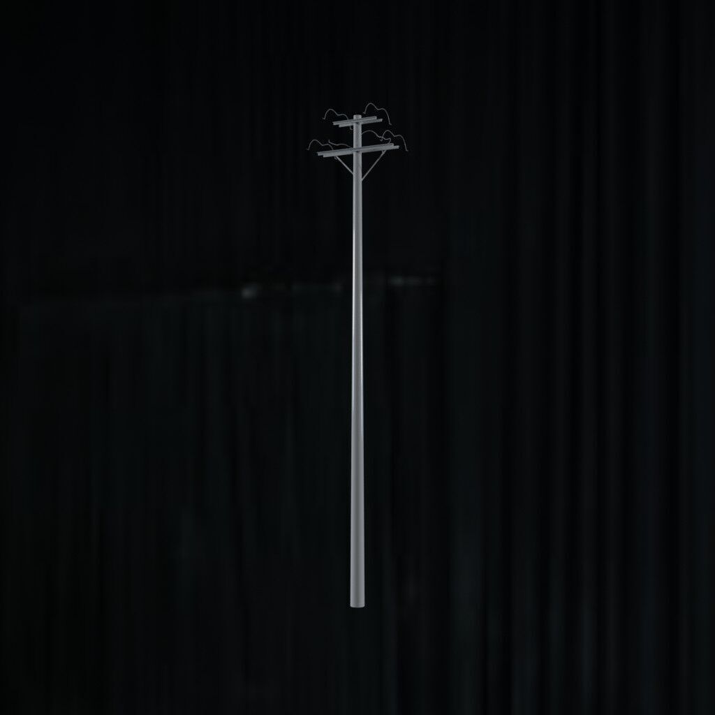 Electronic Concrete Pole Low-poly 3D model_2