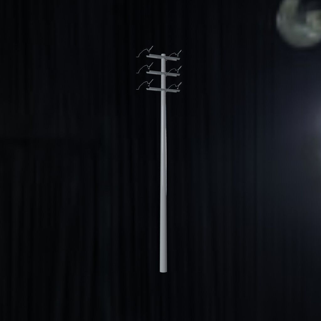 Electronic Concrete Pole Low-poly 3D model_1