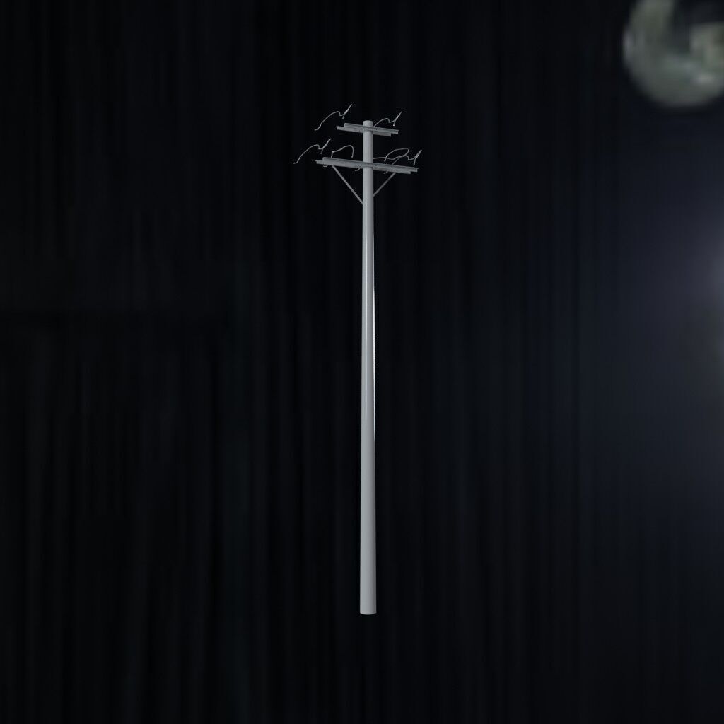 Electronic Concrete Pole Low-poly 3D model_1