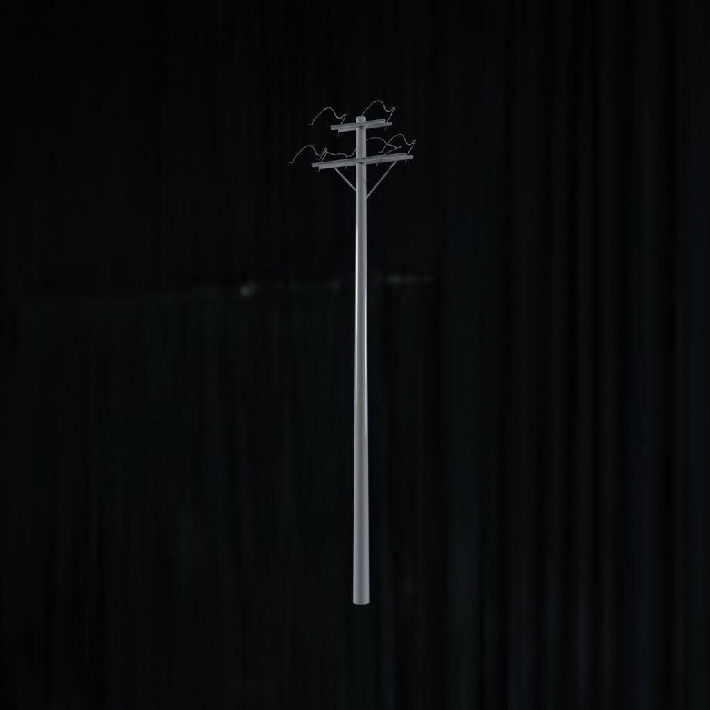 Electronic Concrete Pole Low-poly 3D model_2