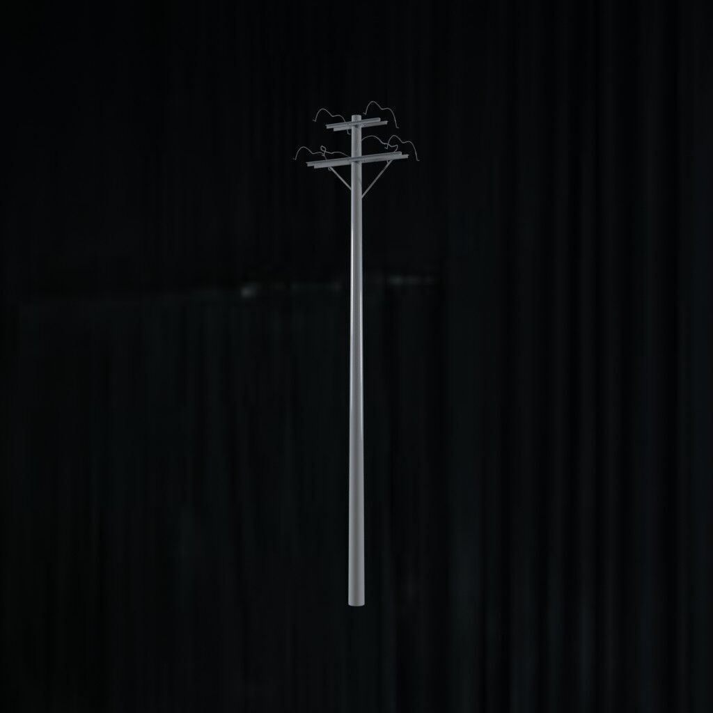 Electronic Concrete Pole Low-poly 3D model_2