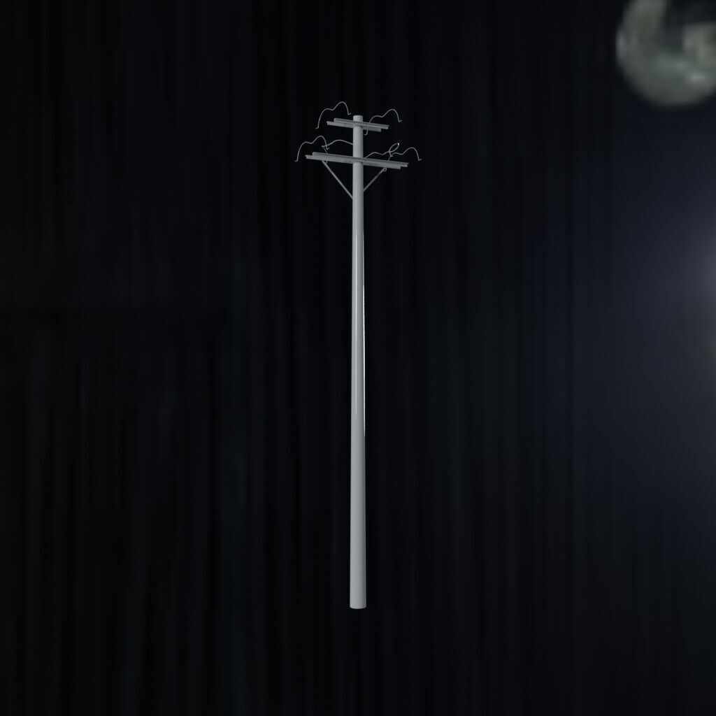 Electronic Concrete Pole Low-poly 3D model_1