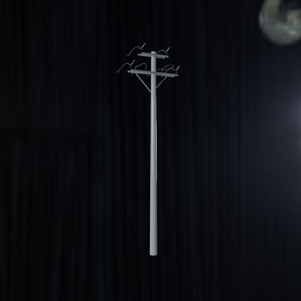 Electronic Concrete Pole Low-poly 3D model_1