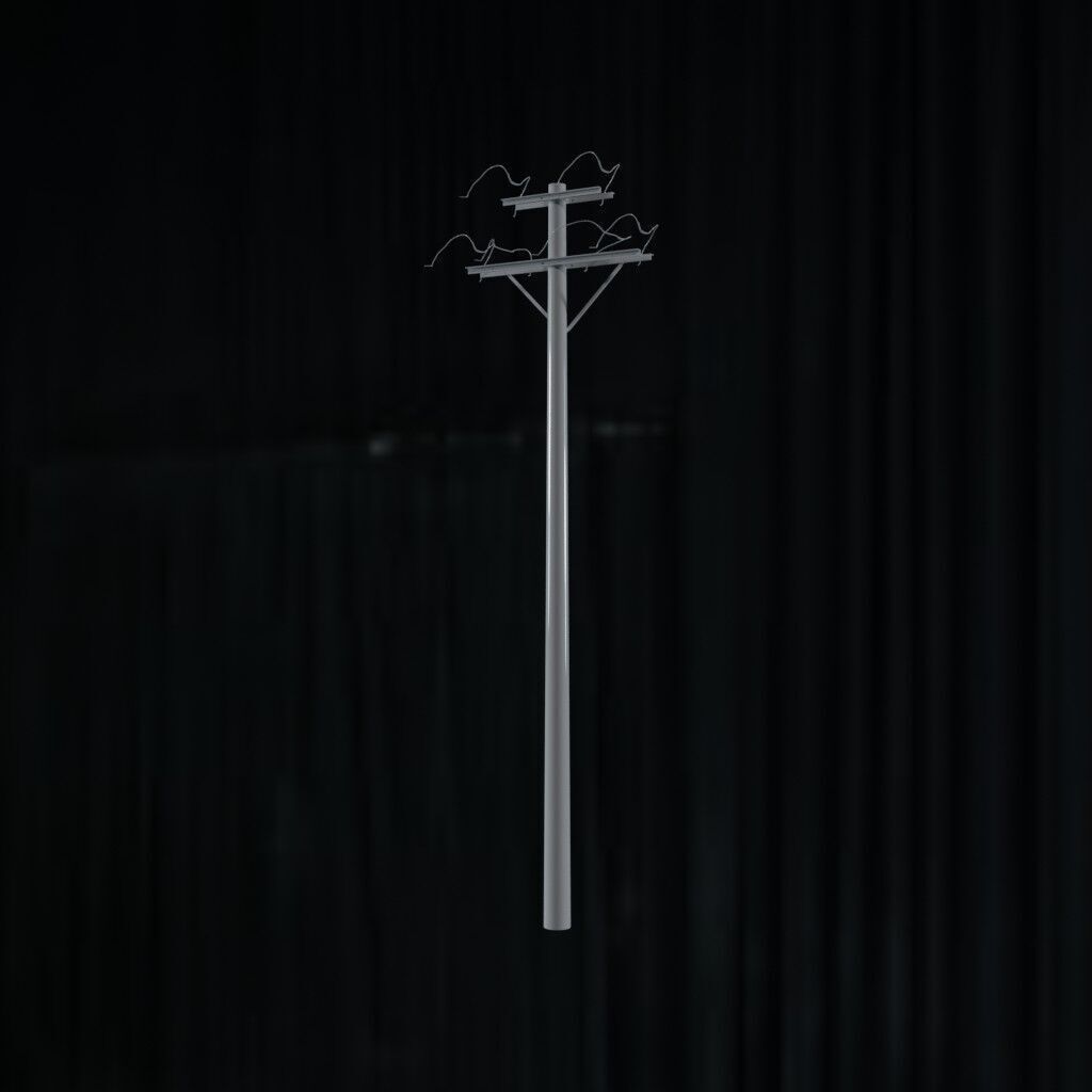 Electronic Concrete Pole Low-poly 3D model_2