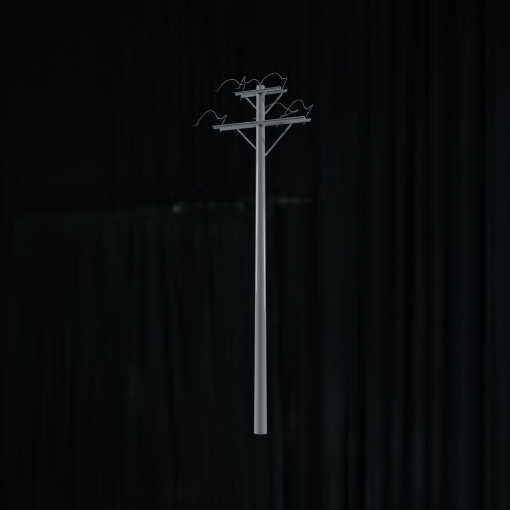 Electronic Concrete Pole Low-poly 3D model_2