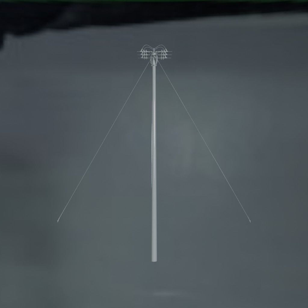 Electronic Concrete Pole Low-poly 3D model_0