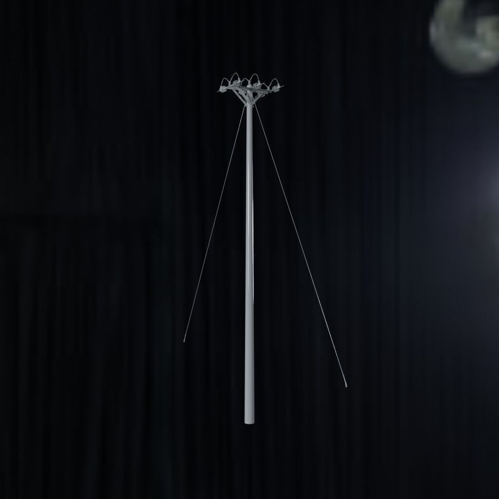 Electronic Concrete Pole Low-poly 3D model_1