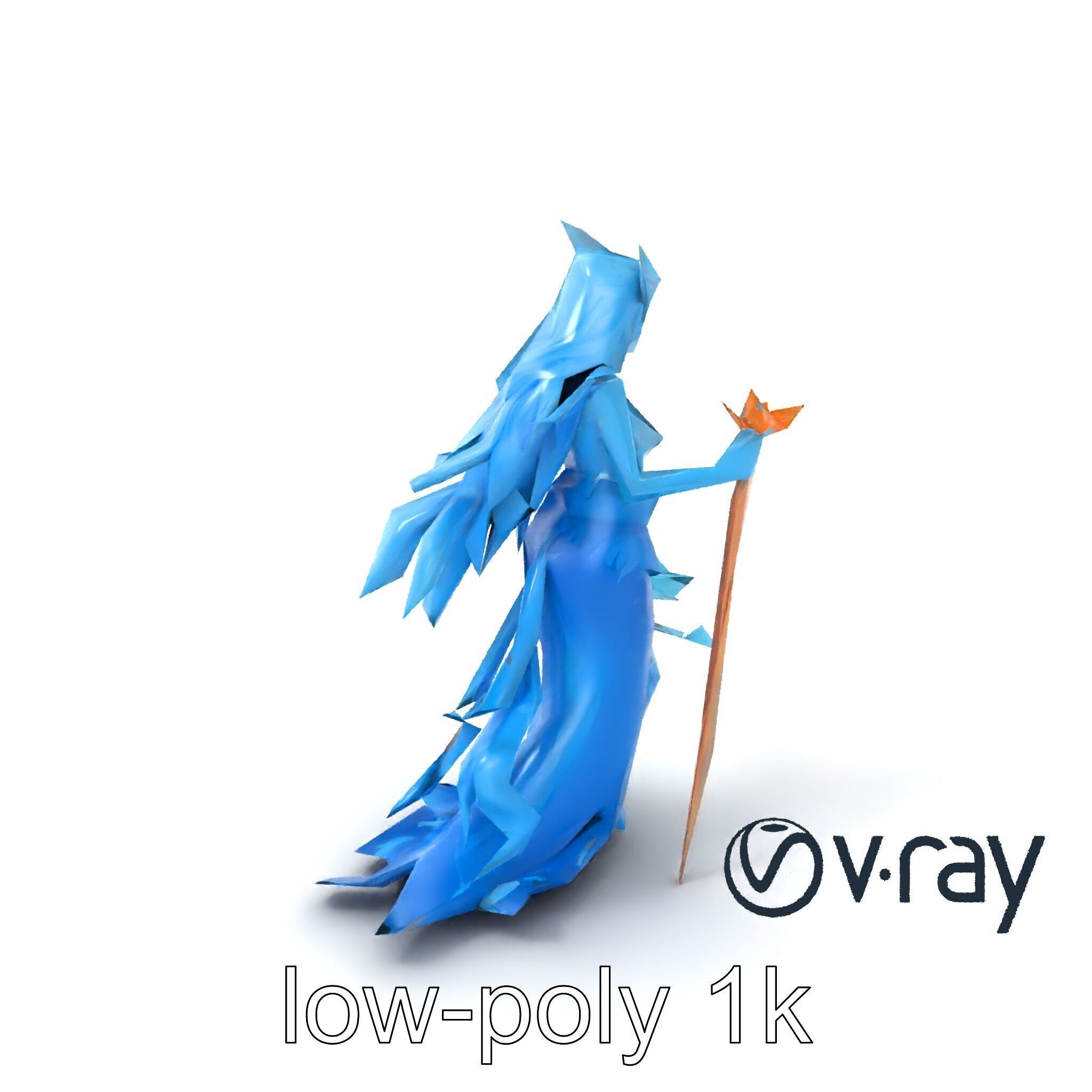 Enigmatic Water Nymph Sculpture 3D Model Pack Low-poly 3D model_2