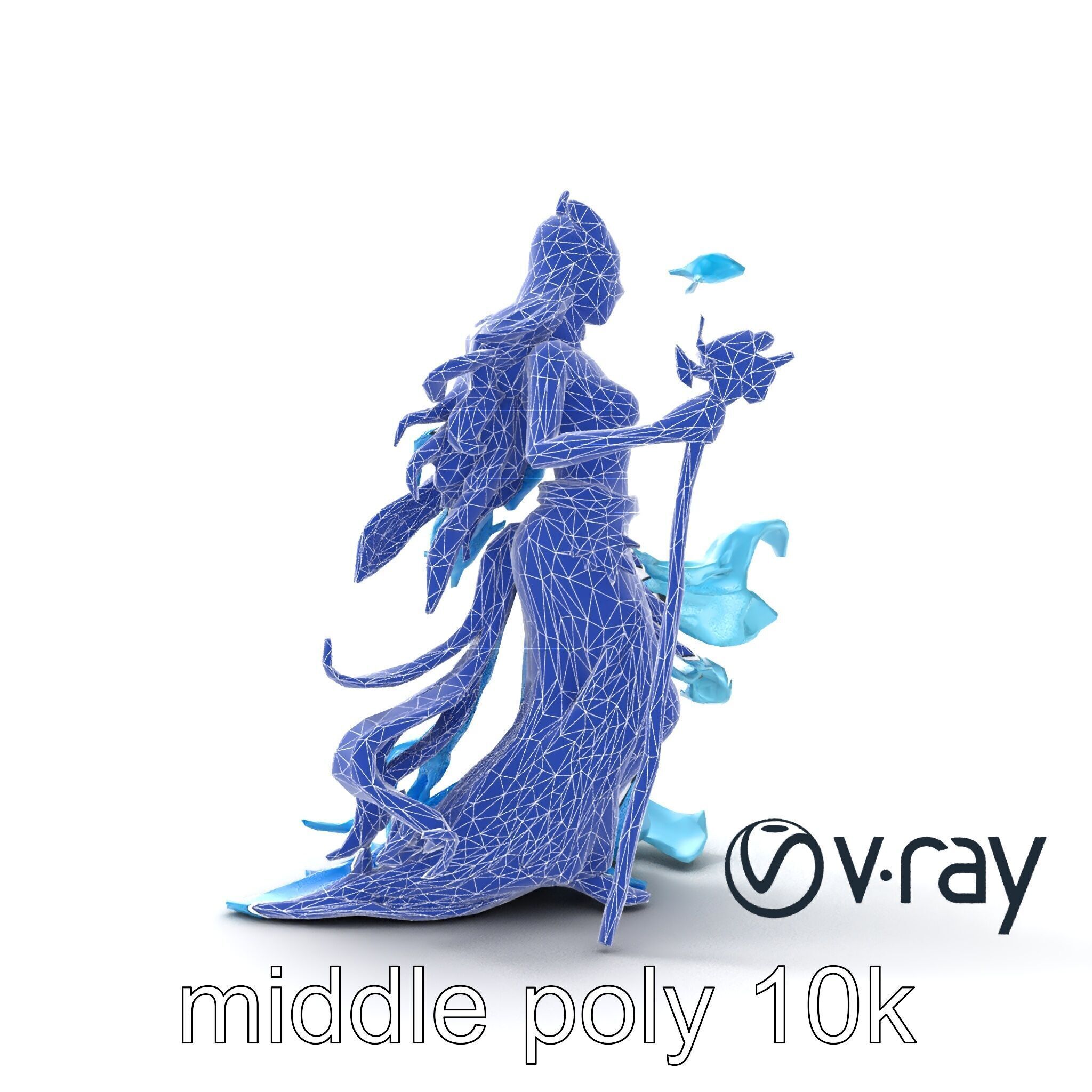 Enigmatic Water Nymph Sculpture 3D Model Pack Low-poly 3D model_24