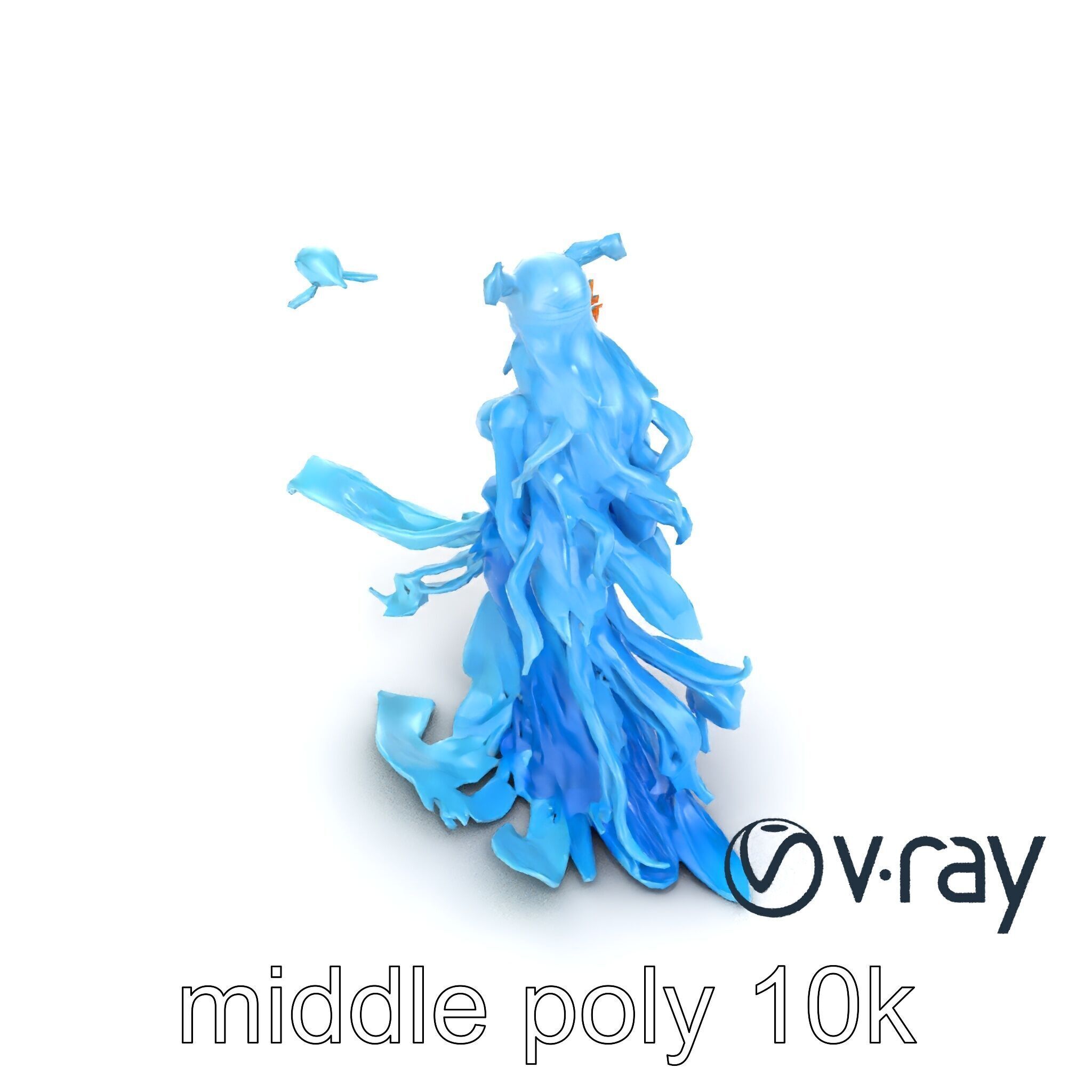 Enigmatic Water Nymph Sculpture 3D Model Pack Low-poly 3D model_7