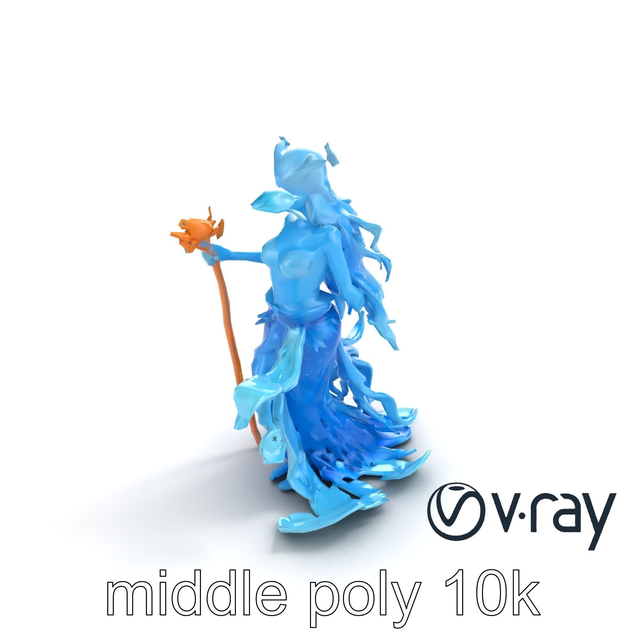 Enigmatic Water Nymph Sculpture 3D Model Pack Low-poly 3D model_4