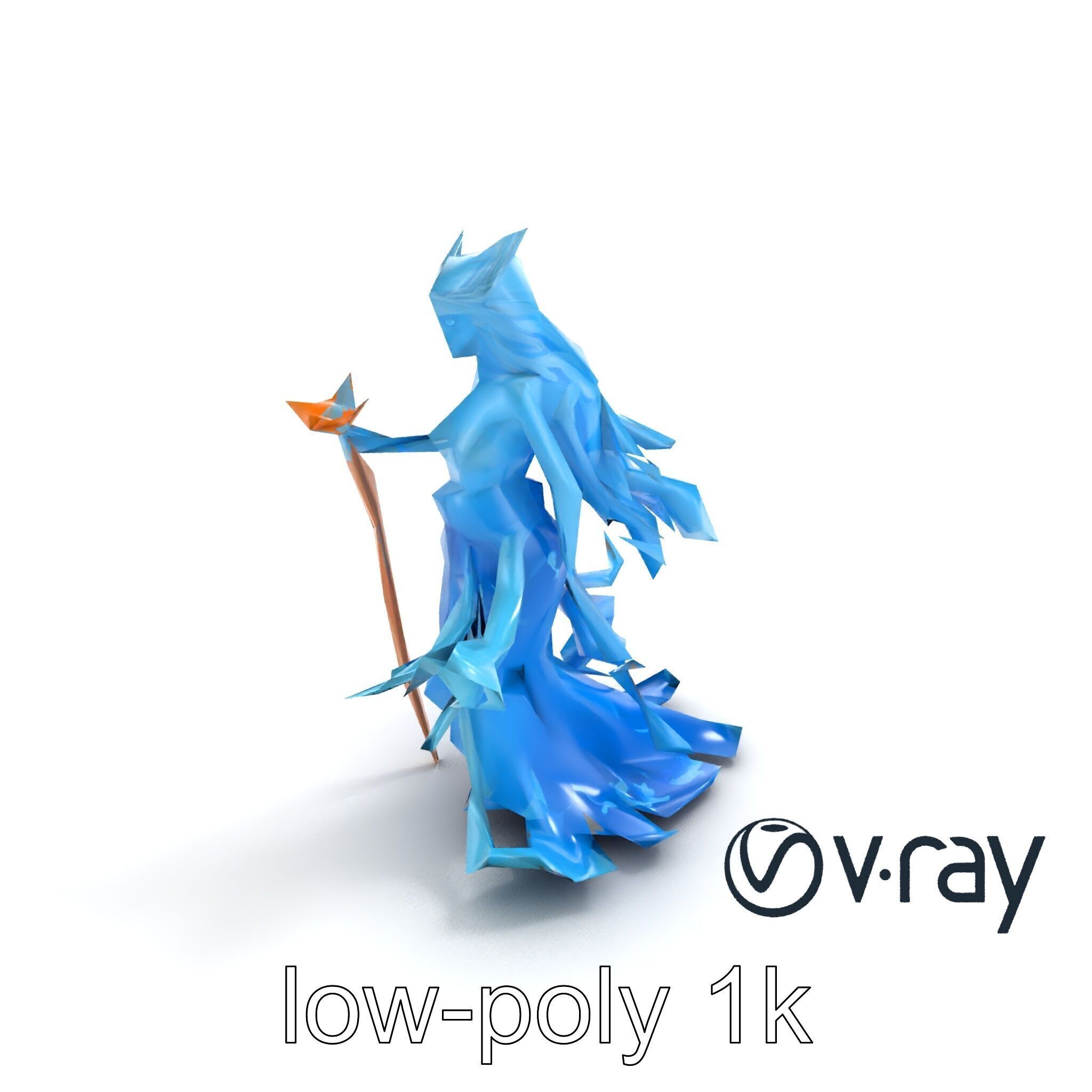 Enigmatic Water Nymph Sculpture 3D Model Pack Low-poly 3D model_5