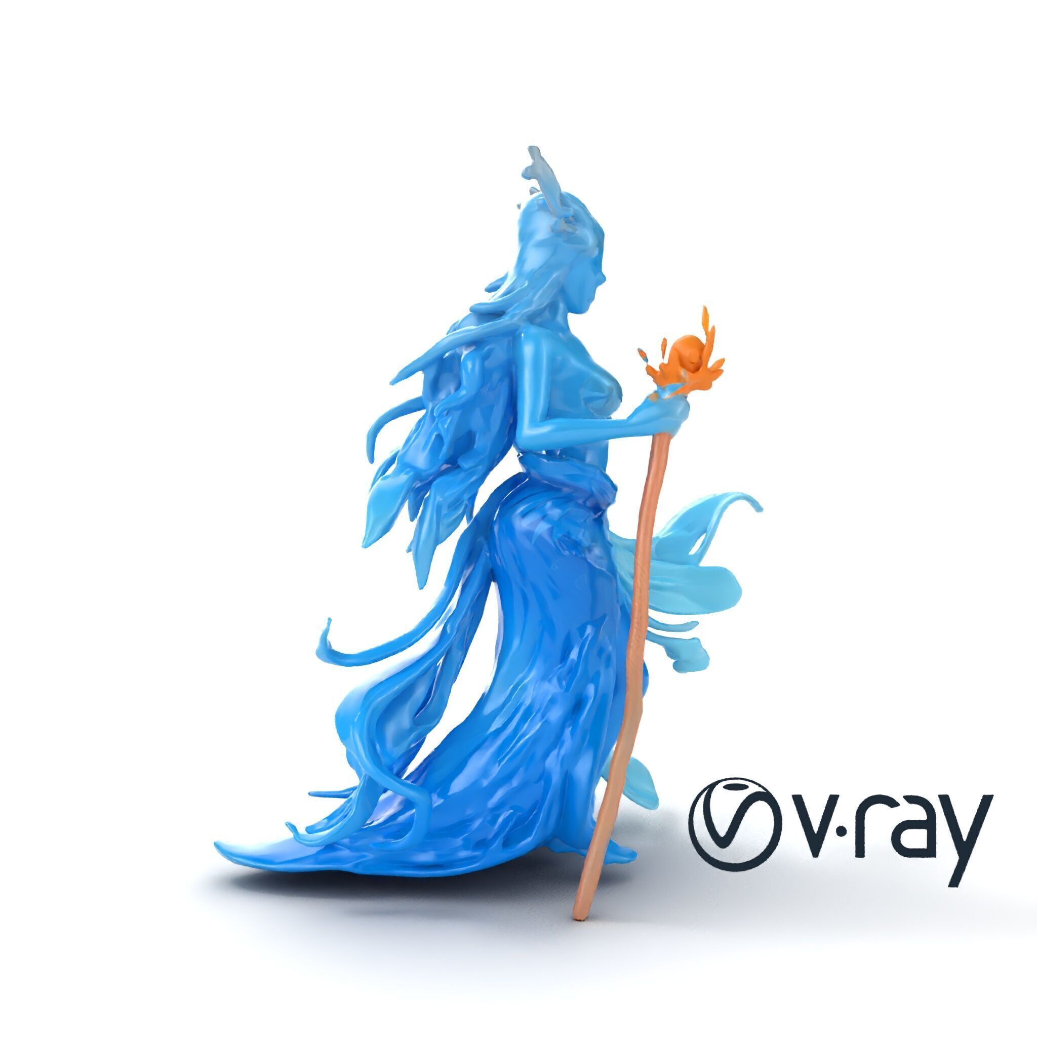 Enigmatic Water Nymph Sculpture 3D Model Pack Low-poly 3D model_29