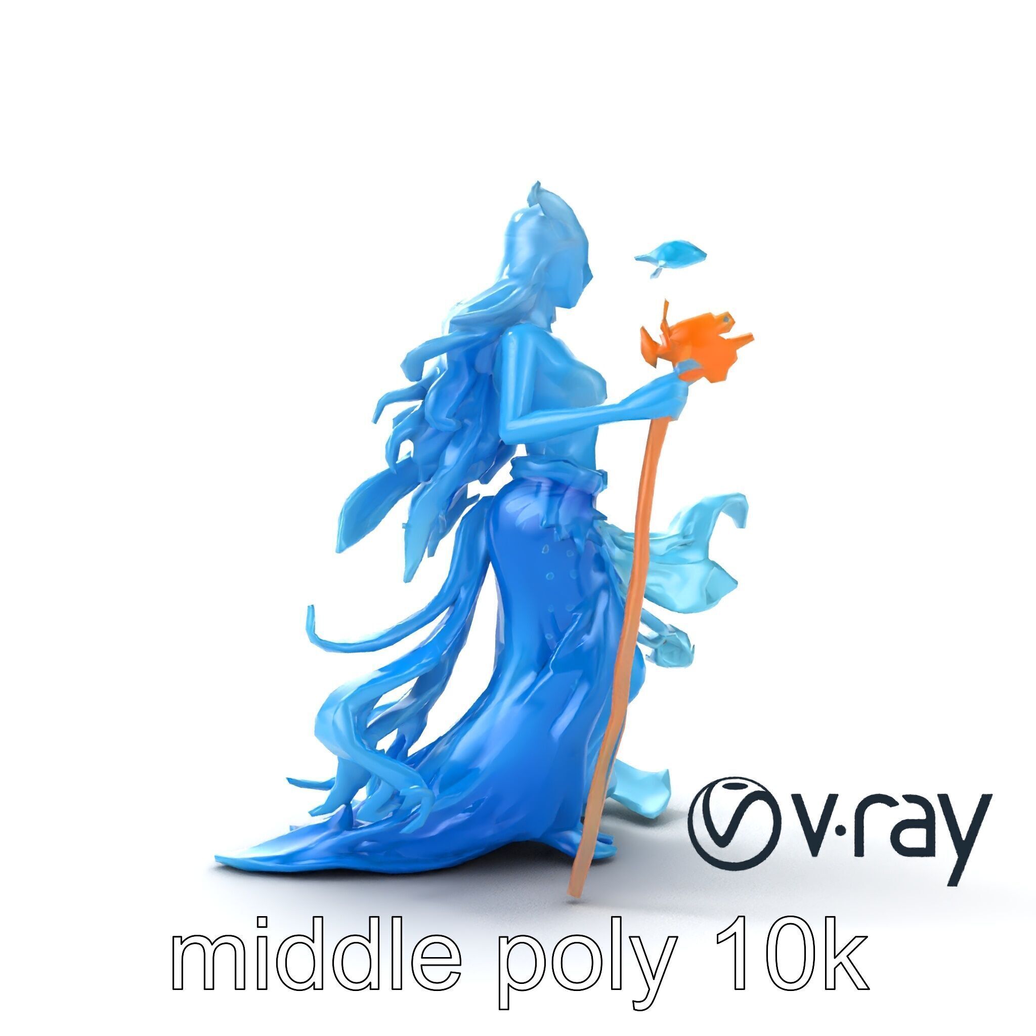 Enigmatic Water Nymph Sculpture 3D Model Pack Low-poly 3D model_17