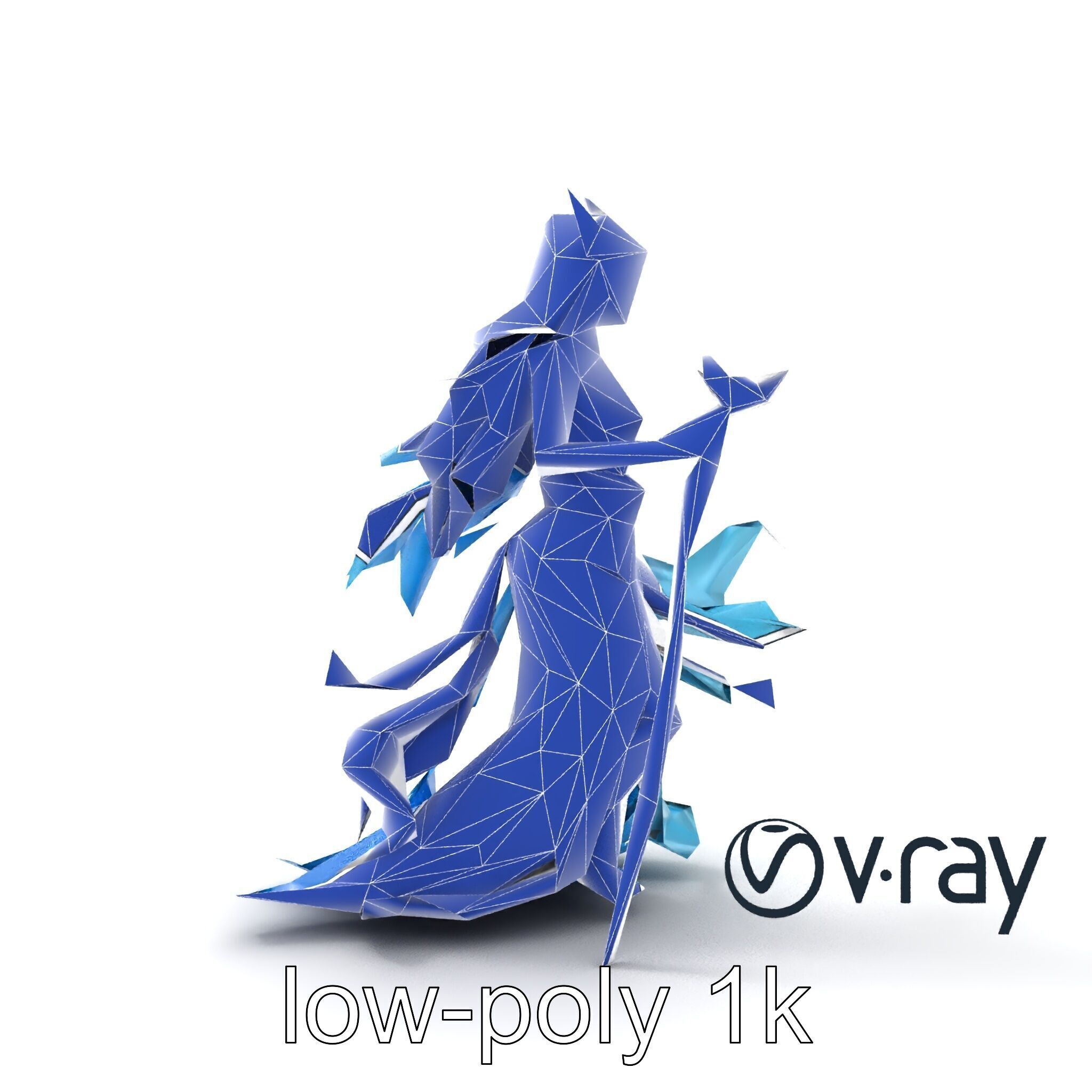 Enigmatic Water Nymph Sculpture 3D Model Pack Low-poly 3D model_26