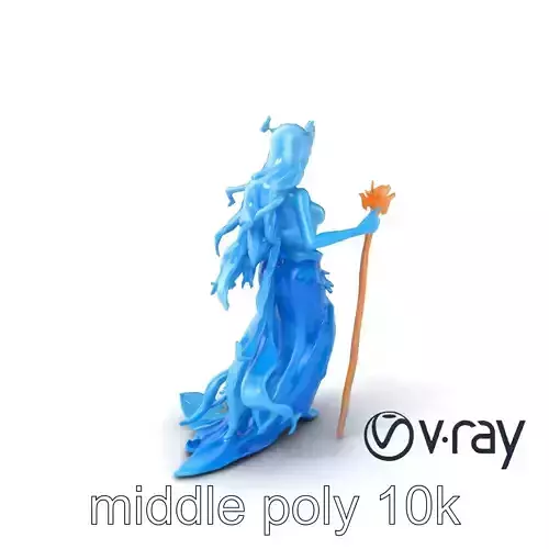 Enigmatic Water Nymph Sculpture 3D Model Pack Low-poly 3D model