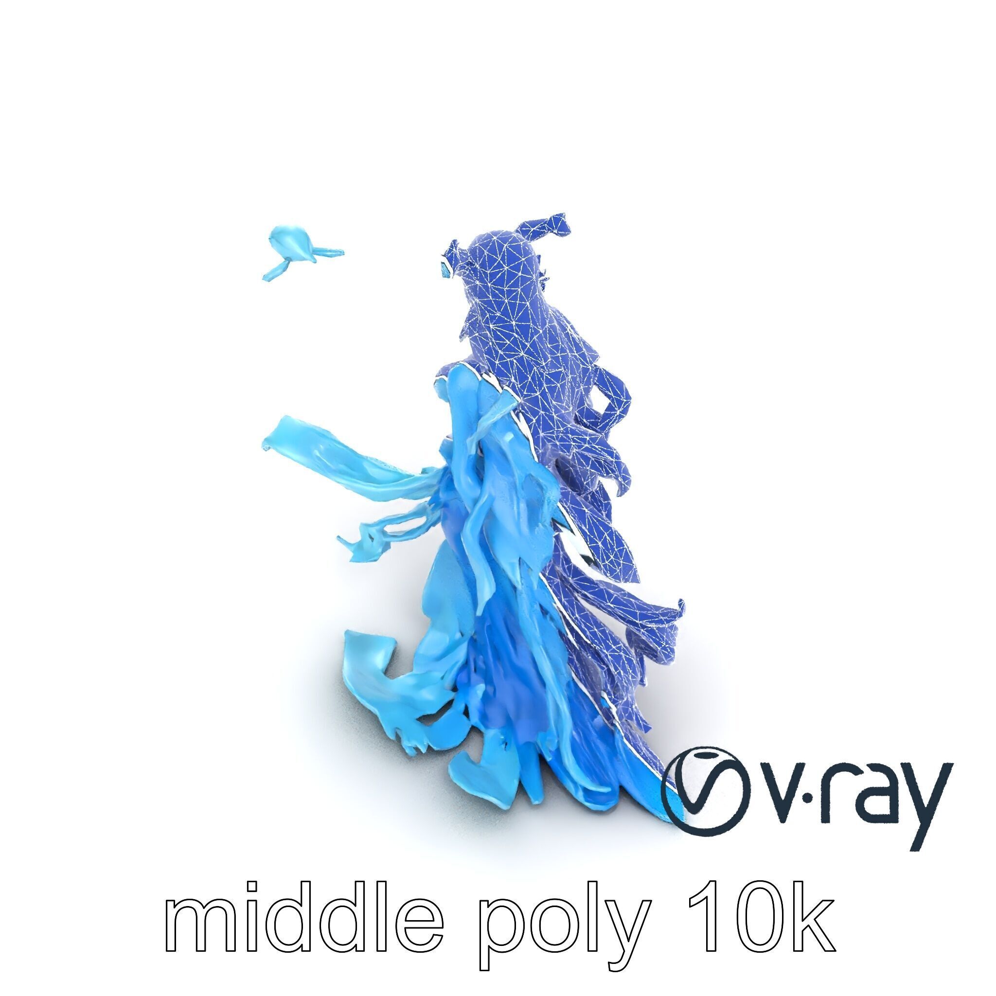 Enigmatic Water Nymph Sculpture 3D Model Pack Low-poly 3D model_18