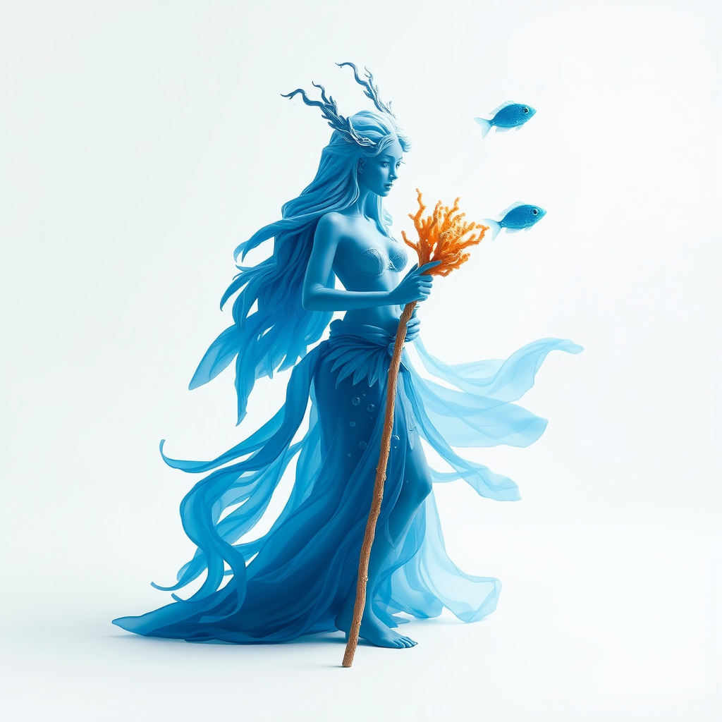 Enigmatic Water Nymph Sculpture 3D Model Pack Low-poly 3D model_3