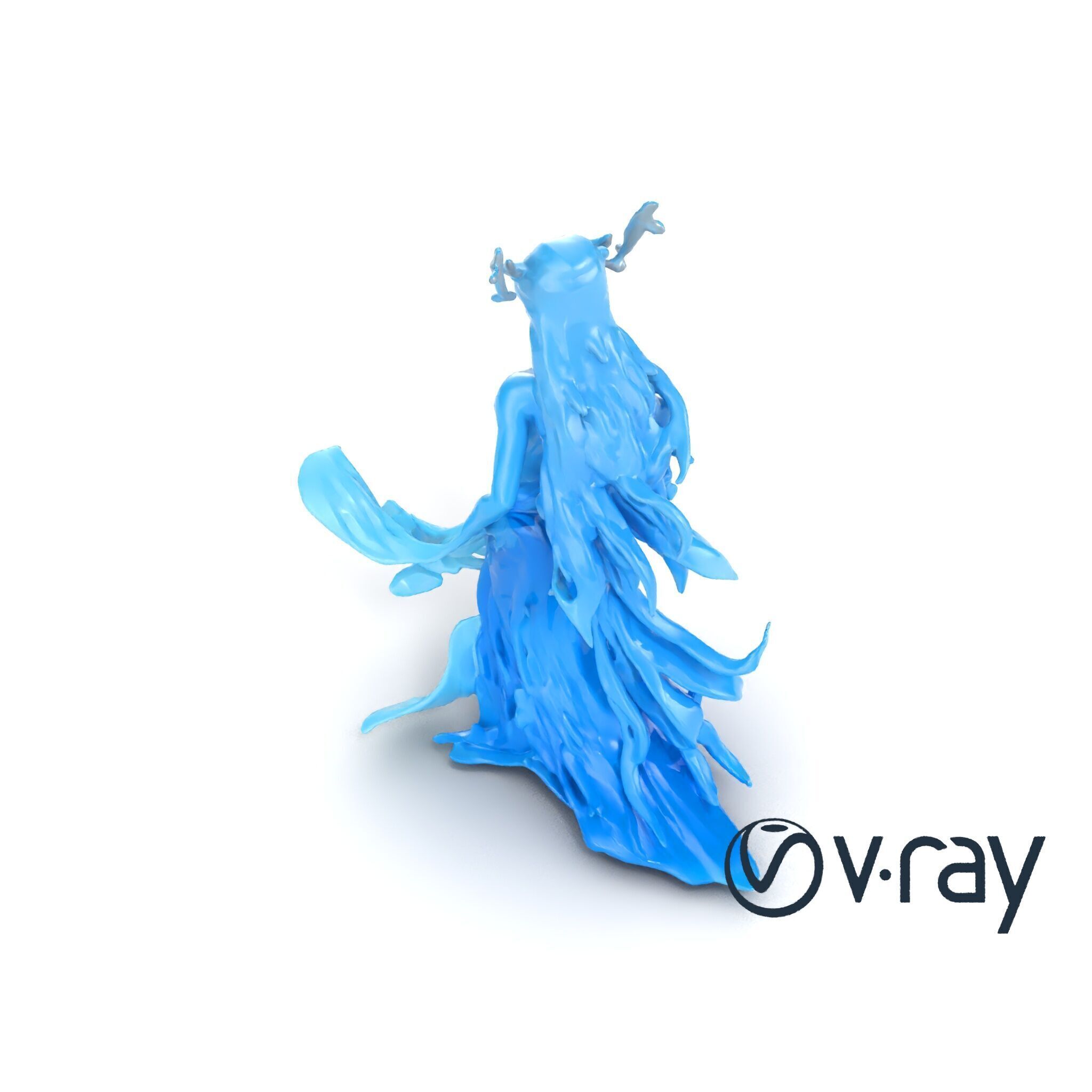 Enigmatic Water Nymph Sculpture 3D Model Pack Low-poly 3D model_16