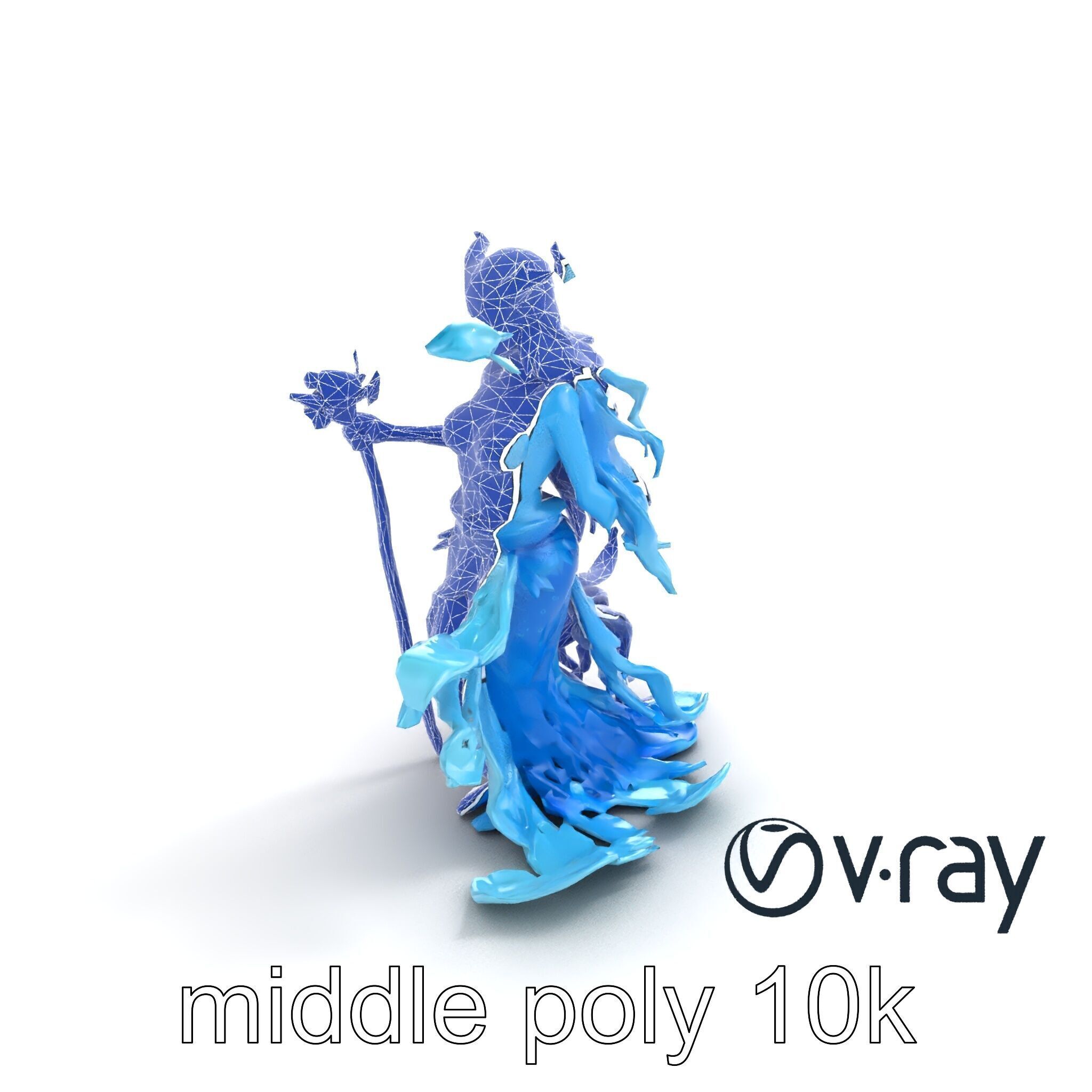 Enigmatic Water Nymph Sculpture 3D Model Pack Low-poly 3D model_11