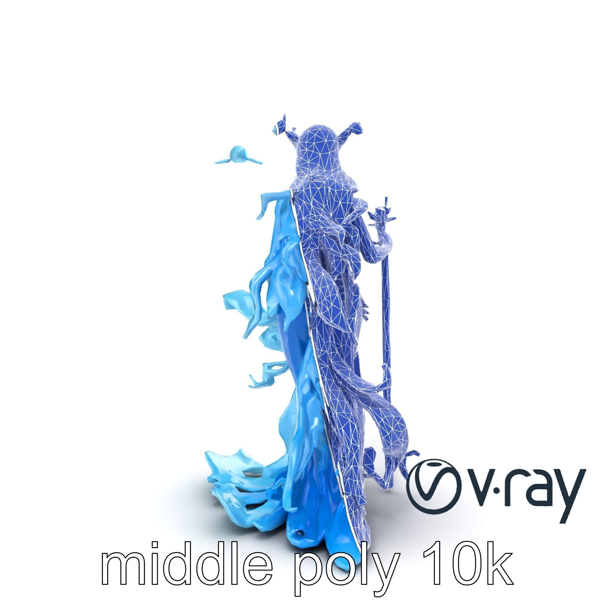 Enigmatic Water Nymph Sculpture 3D Model Pack Low-poly 3D model_21