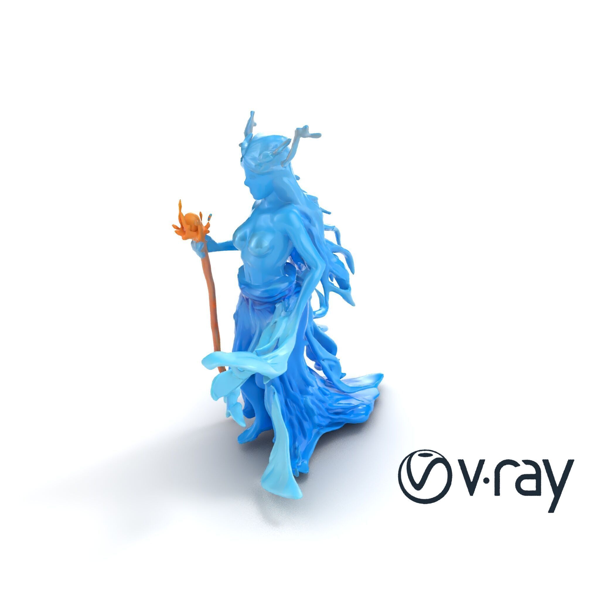 Enigmatic Water Nymph Sculpture 3D Model Pack Low-poly 3D model_9