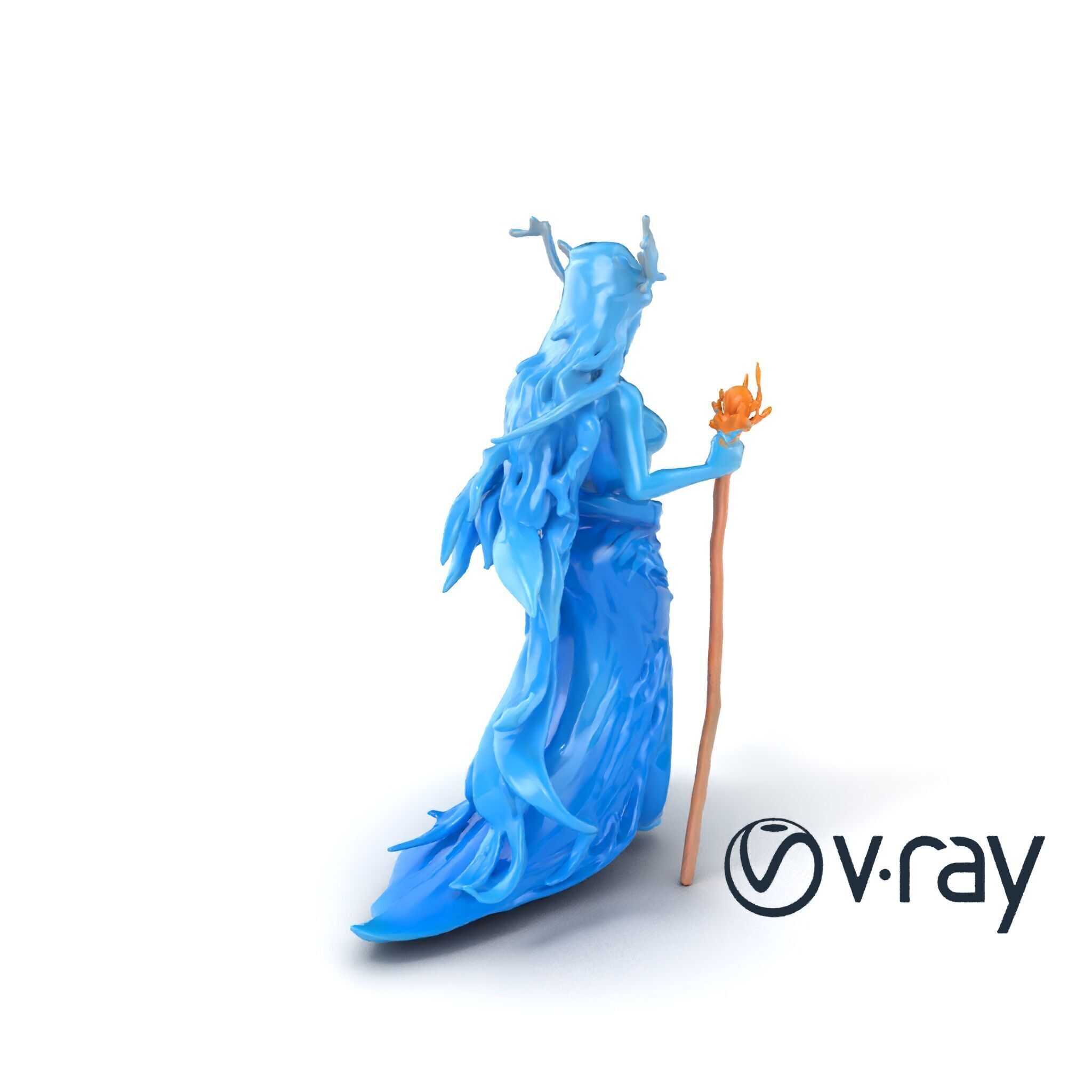 Enigmatic Water Nymph Sculpture 3D Model Pack Low-poly 3D model_6