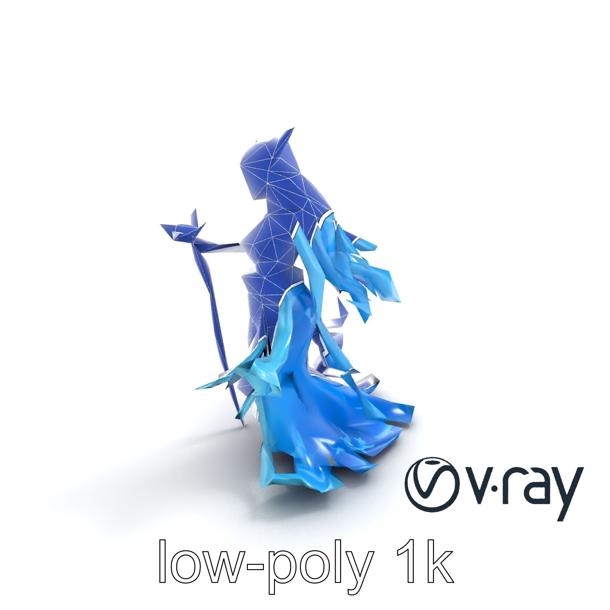 Enigmatic Water Nymph Sculpture 3D Model Pack Low-poly 3D model_10