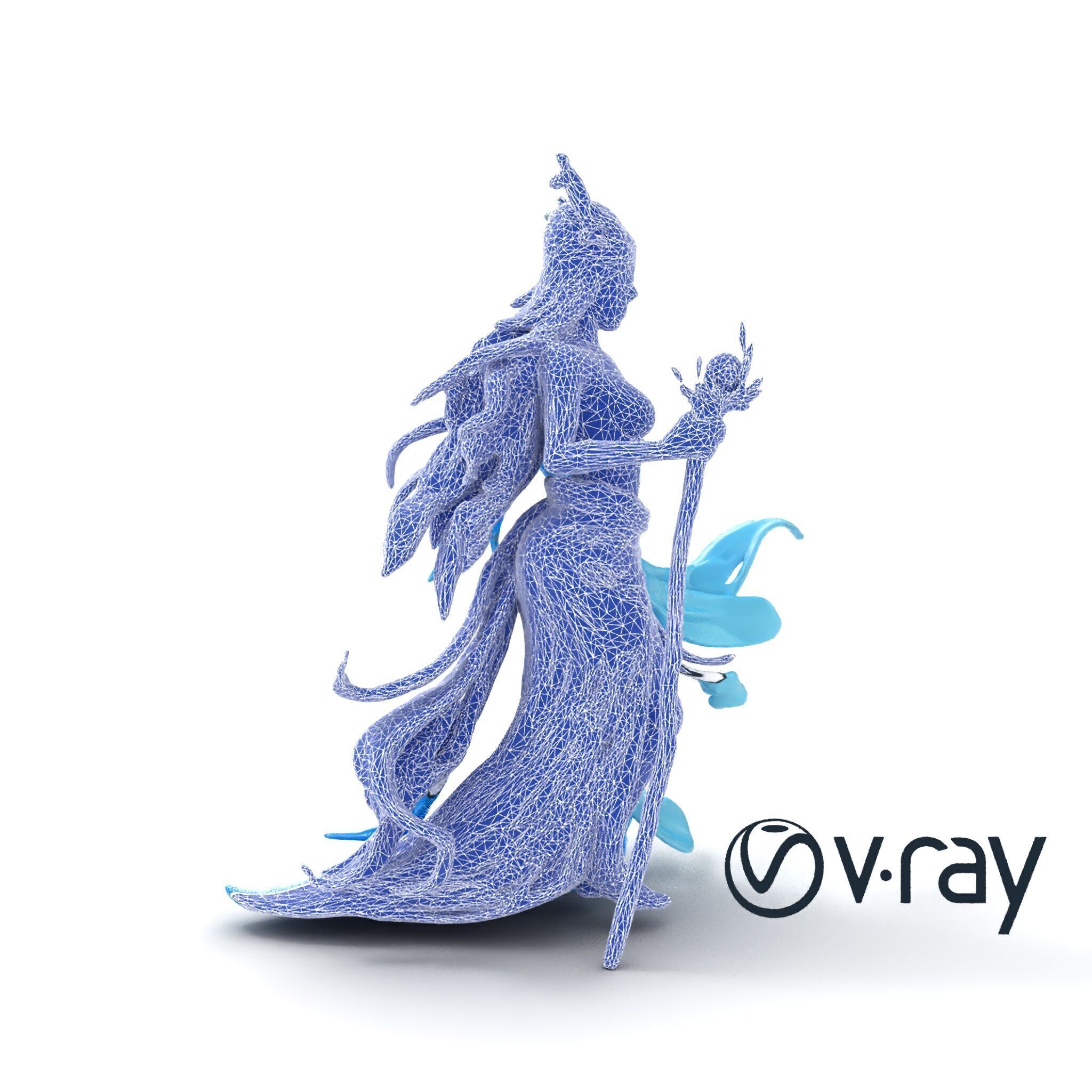 Enigmatic Water Nymph Sculpture 3D Model Pack Low-poly 3D model_23