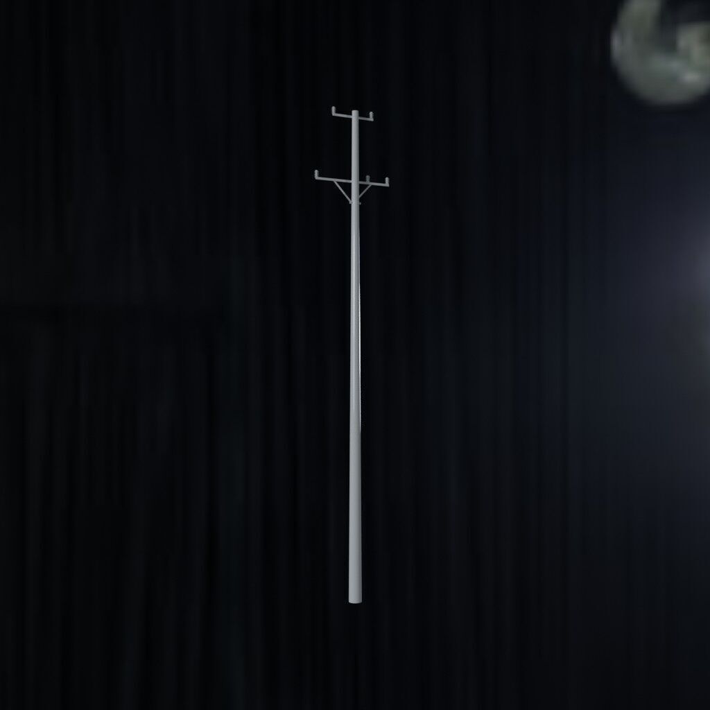 Electronic Concrete Pole Low-poly 3D model_1