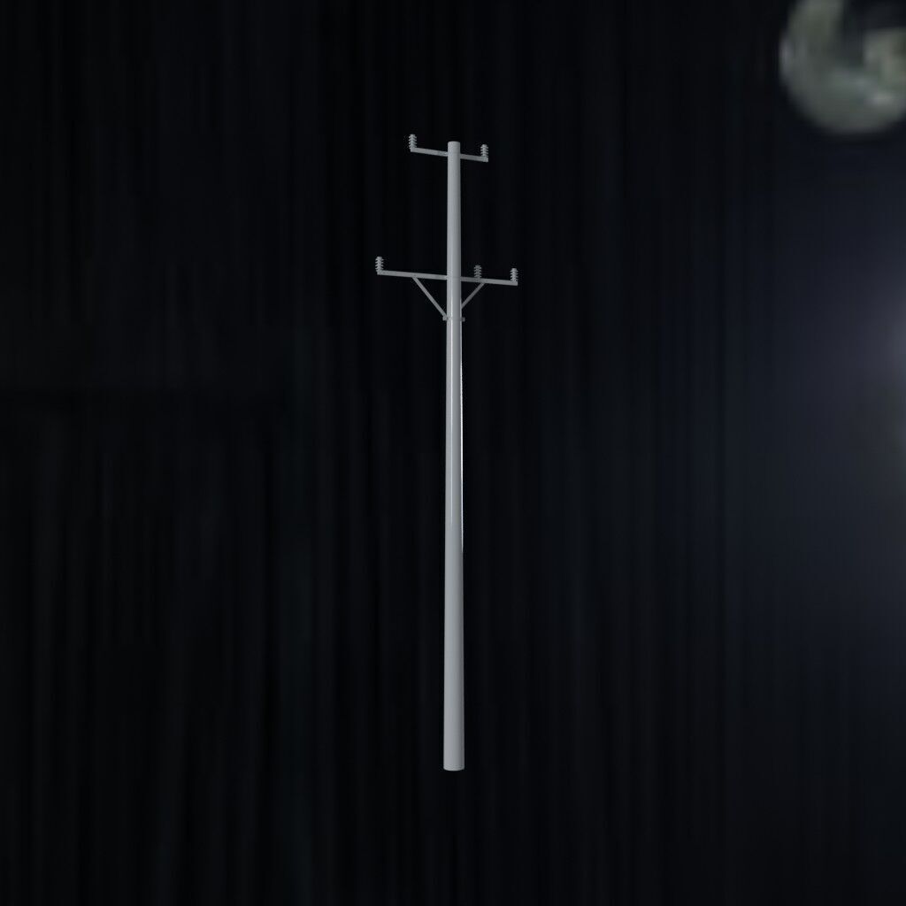 Electronic Concrete Pole Low-poly 3D model_1